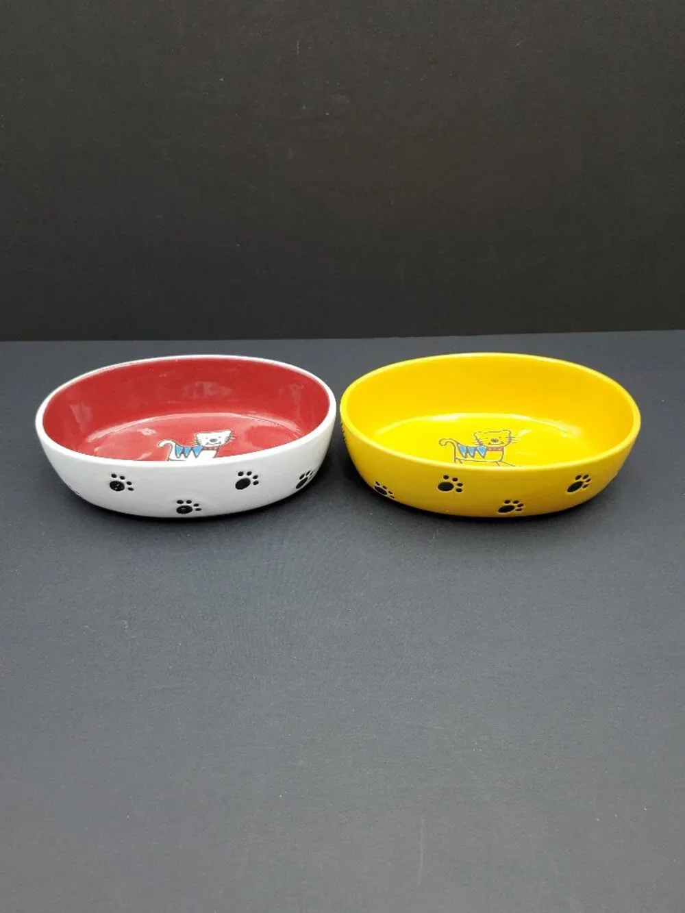 Petrageous Silly Kitty Oval Ceramic Cat Bowls Feeding Dishes Food & Water Bowls